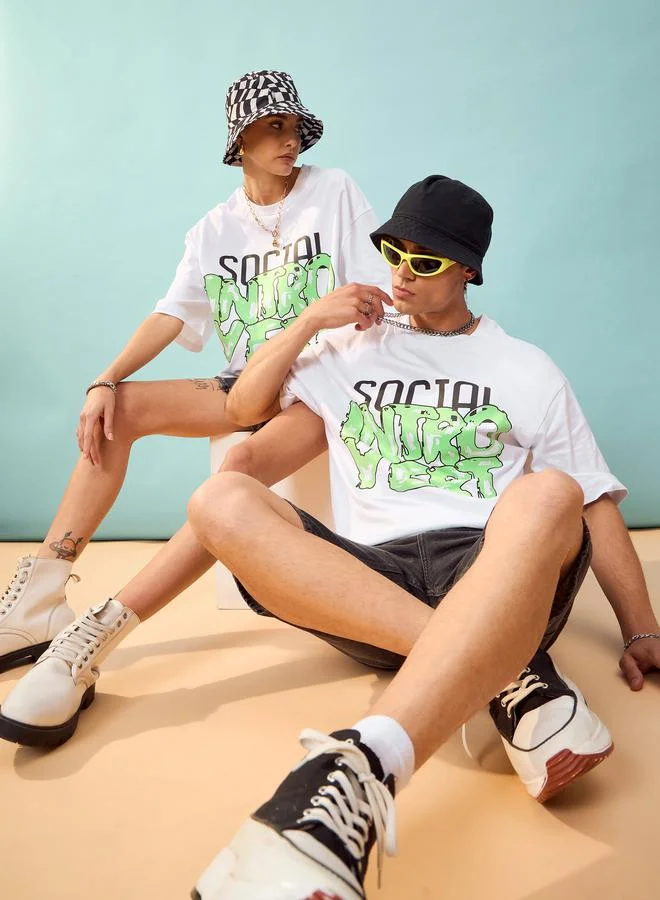 Mascln Sassafras Social Introvert Graphic Oversized T-Shirt by Styli